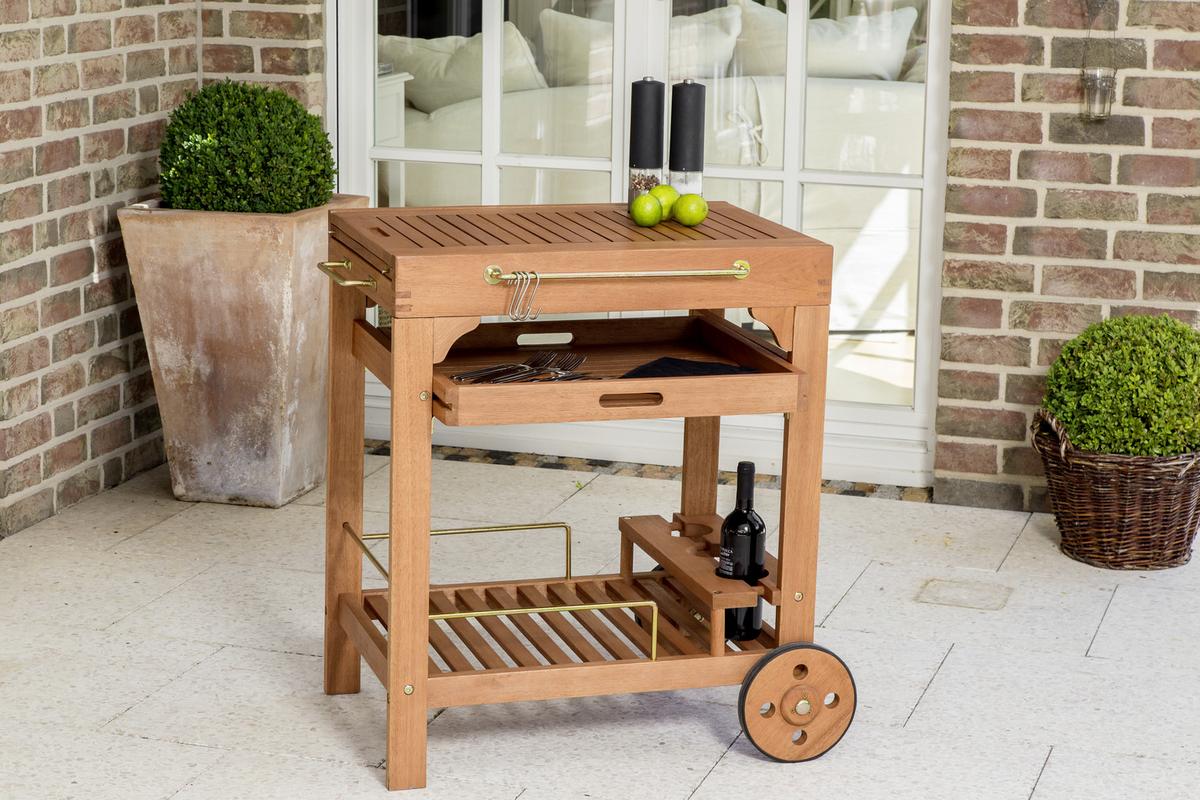 Servierwagen Echtholz Nautrfarben ausziehbar - Naturfarben, KONVENTIONELL, Holz (75/75/84cm) - Gardenson