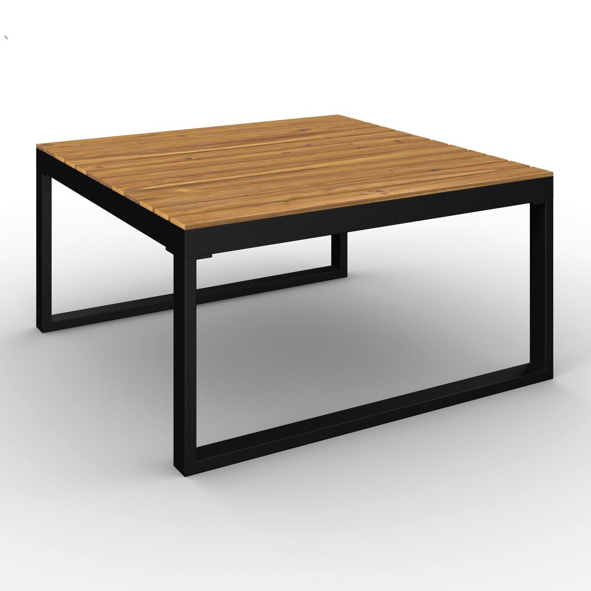 TERASOVÁ SEDACIA SÚPRAVA ADRIANO - čierna/farba akácie, Modern, kov/drevo - Bessagi Garden