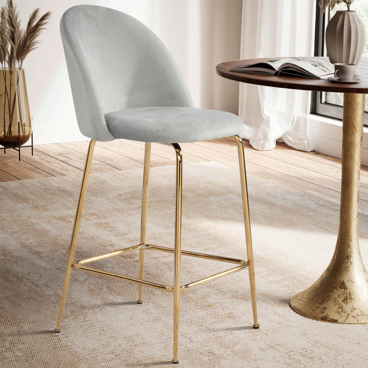 Barhocker Grau B: 50 Cm - Goldfarben/Grau, Design, Textil/Metall (50/102/50cm) - MID.YOU