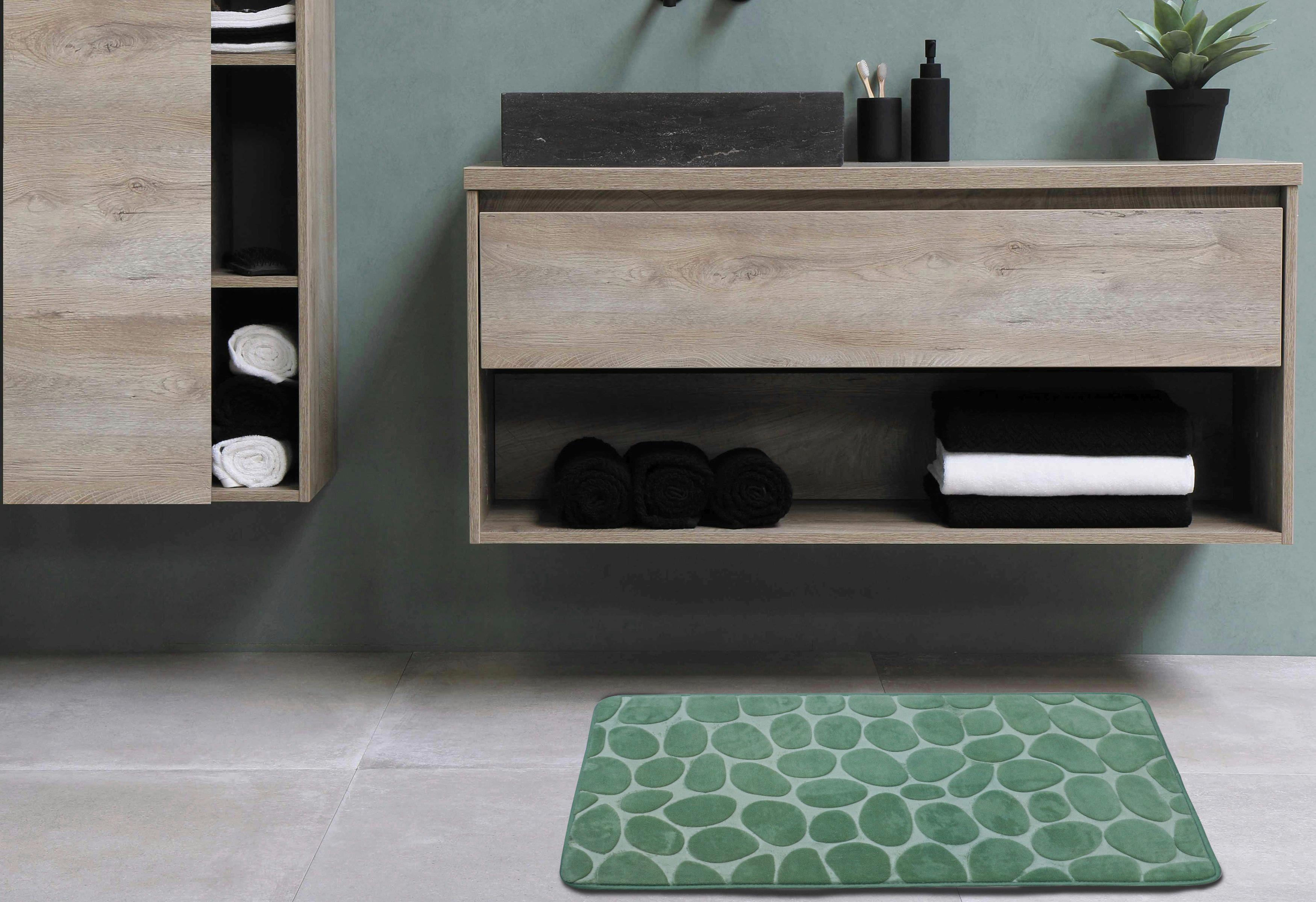 Badematte Stone - Mintgrün, MODERN, Textil (50/80cm) - Luca Bessoni