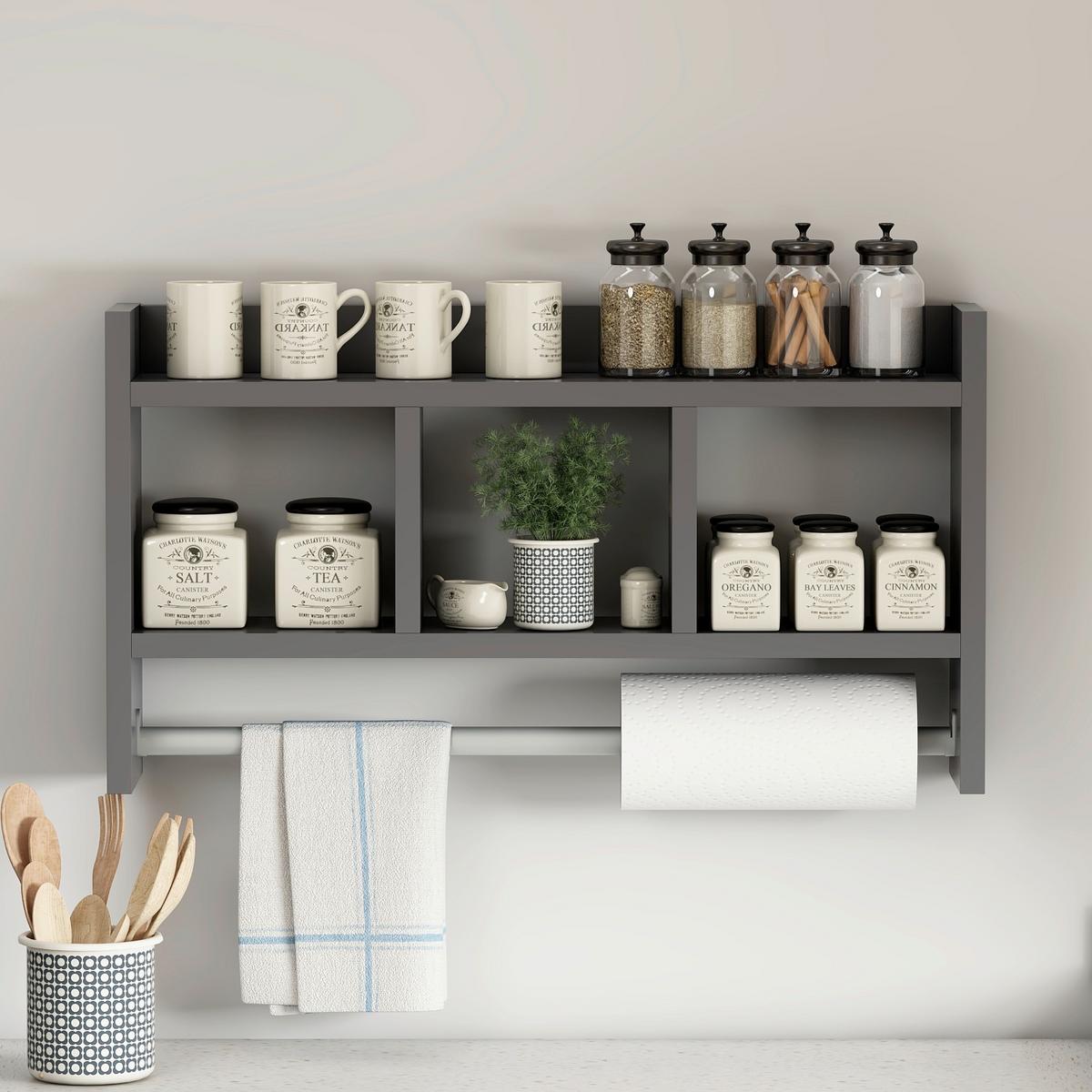 Küchenregal Asya, Anthrazit B: 64 Cm - Anthrazit, Design, Holzwerkstoff (64/35/15cm) - Livetastic