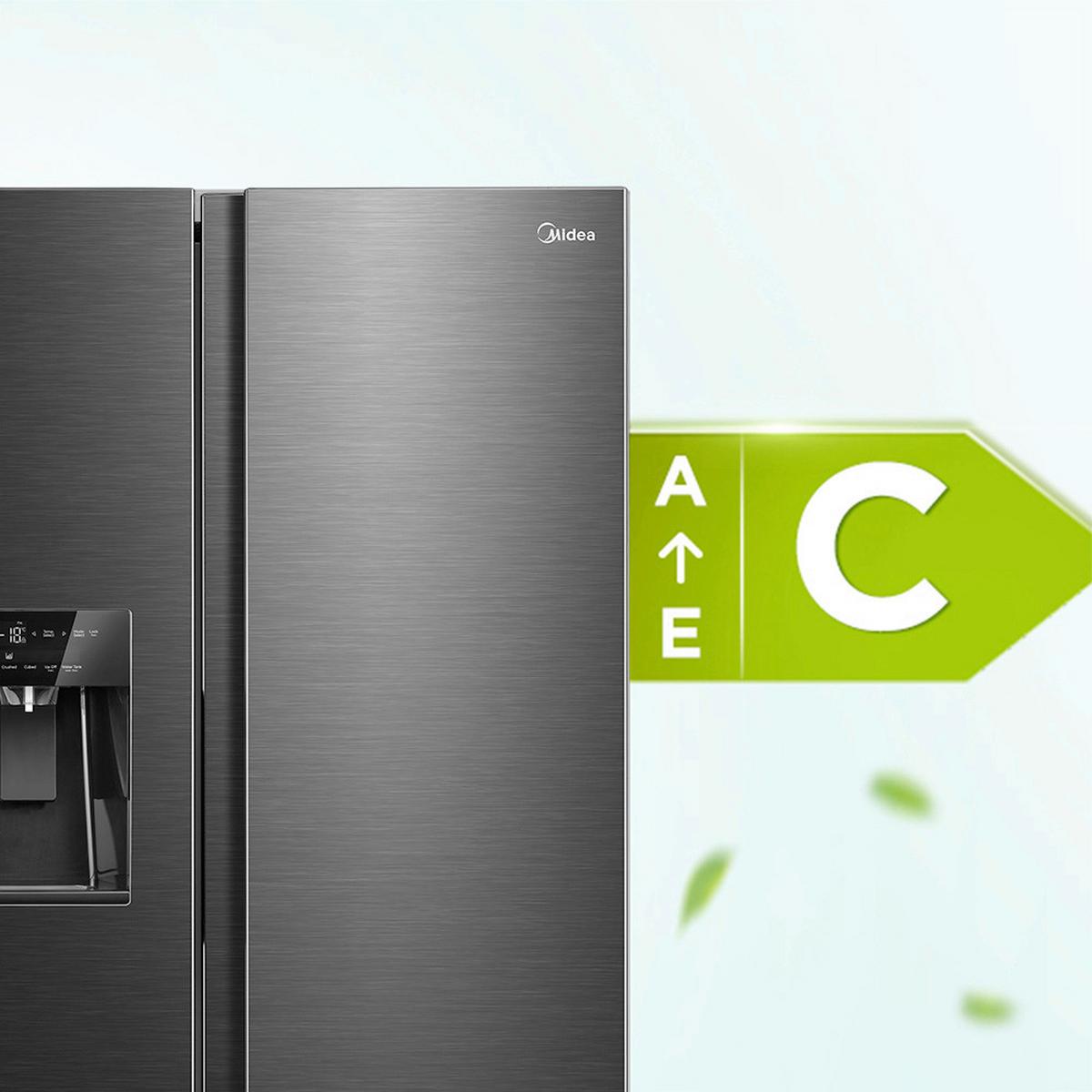 Side-By Side 376 Liter - Schwarz, Basics, Kunststoff/Metall (91cm) - Midea