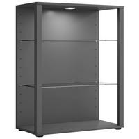 Vitrine Glasol XL B: 70 cm Stehend Anthrazit - Anthrazit/Schwarz, MODERN, Glas/Holzwerkstoff (70/90/35cm) - MID.YOU