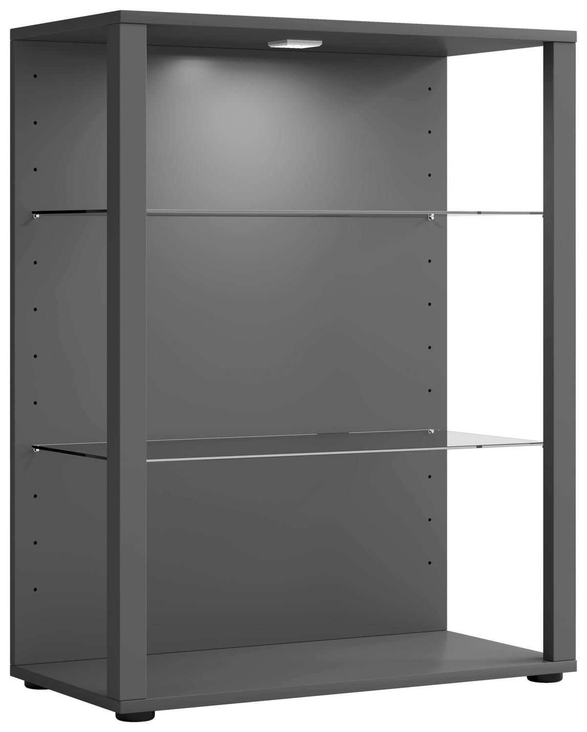 Vitrine Glasol XL B: 70 cm Stehend Anthrazit - Anthrazit/Schwarz, MODERN, Glas/Holzwerkstoff (70/90/35cm) - MID.YOU