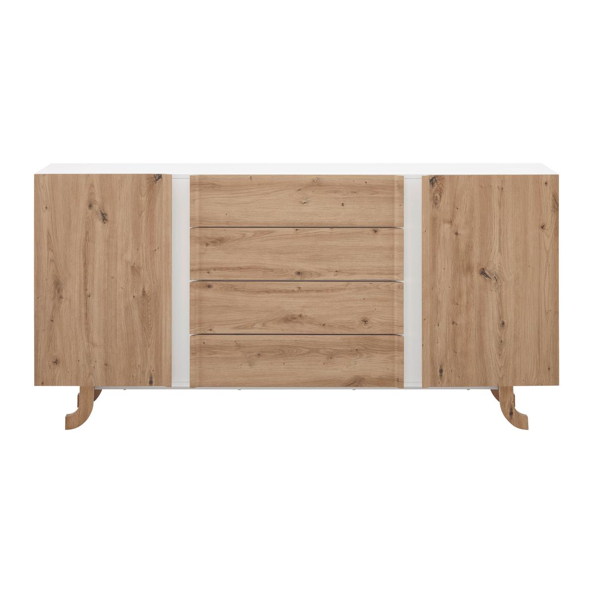 Komoda VIRA - biela/farba borovice, Modern, drevo (172/85/43cm) - Bessagi Home