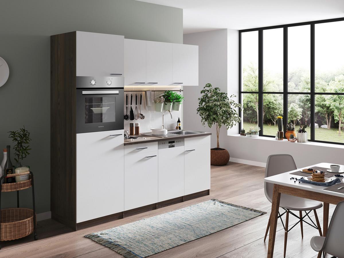 Küchenblock Oliver Singleküche 205 cm - Eichefarben/Weiß, Basics, Holzwerkstoff (205cm) - Respekta