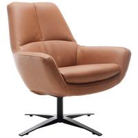 Sessel Be Organic - Cognac/Schwarz, MODERN, Leder (81/92/83cm) - Trendmanufaktur