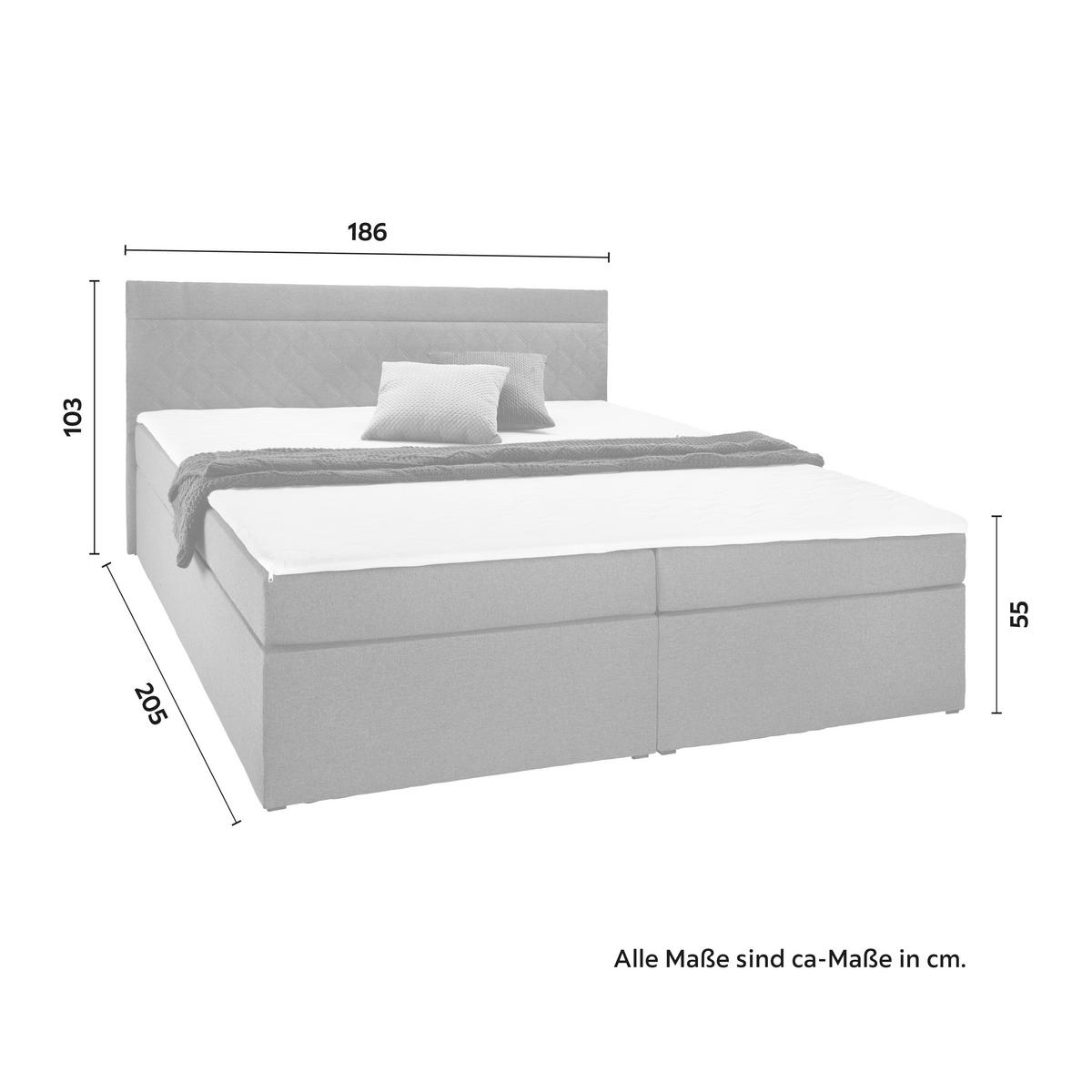 Boxspring posteľ s topperom Rosa, 180x200 cm, tmavosivá - čierna/sivá, Modern, drevo/kompozitné drevo (180/200cm) - Bessagi Home