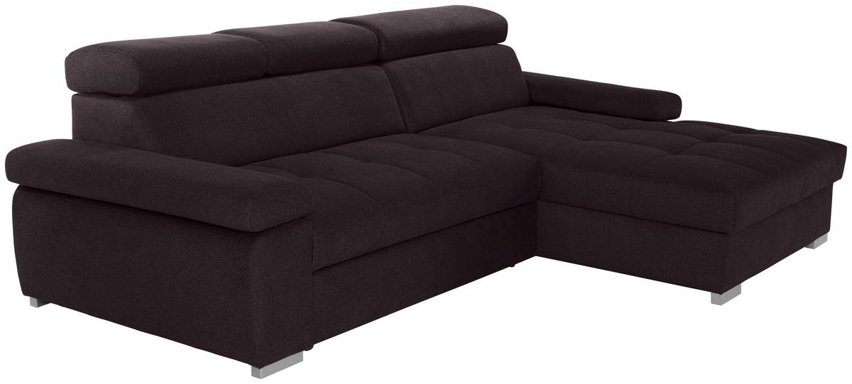 Ecksofa Mit Bettkasten Perry Aubergine 292x183 Cm - Silberfarben/Aubergine, Design, Textil (292/183cm) - Livetastic
