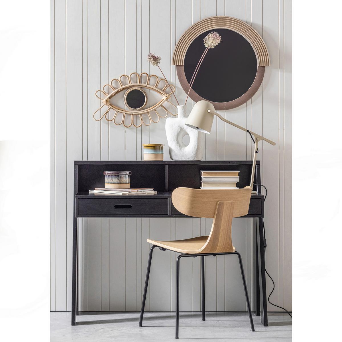 STUHL-SET Form Naturfarben B: 50cm - Schwarz/Naturfarben, MODERN, Holz/Metall (50/78/52cm) - Livetastic