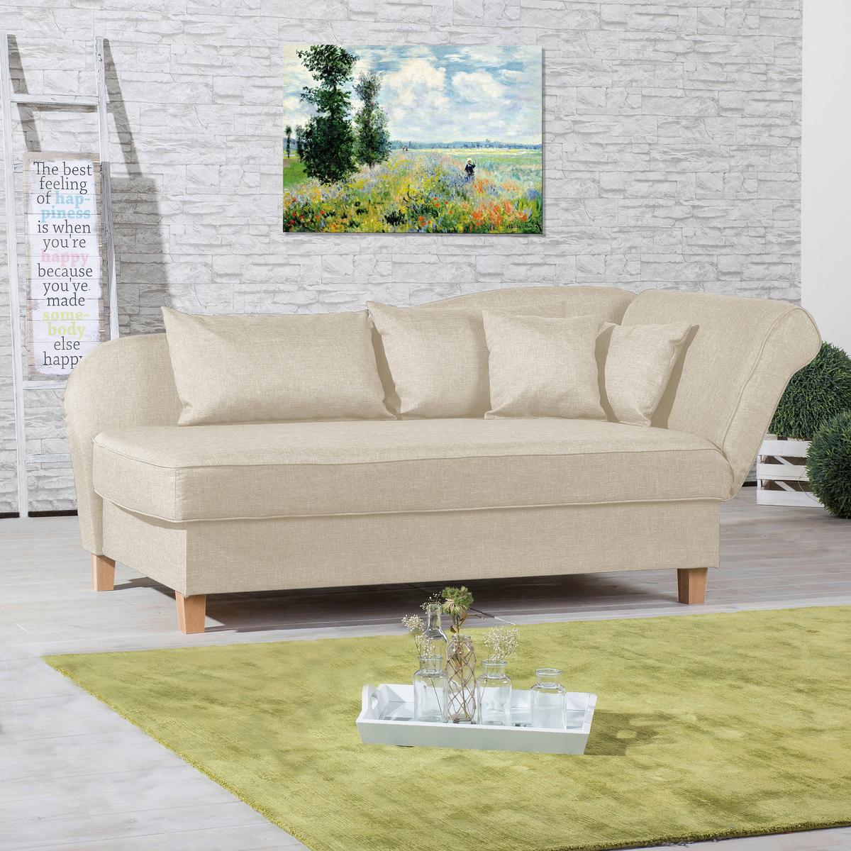 Récamiere Selma in Beige B: 190 cm - Beige/Buchefarben, Design, Textil (190/82/88cm) - Max Winzer