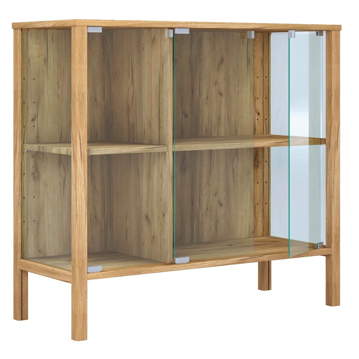 SIDEBOARD Jensol, Honigeiche B: 87 cm - Honigeiche/Klar, Design, Glas/Holzwerkstoff (87/80/35cm) - Livetastic