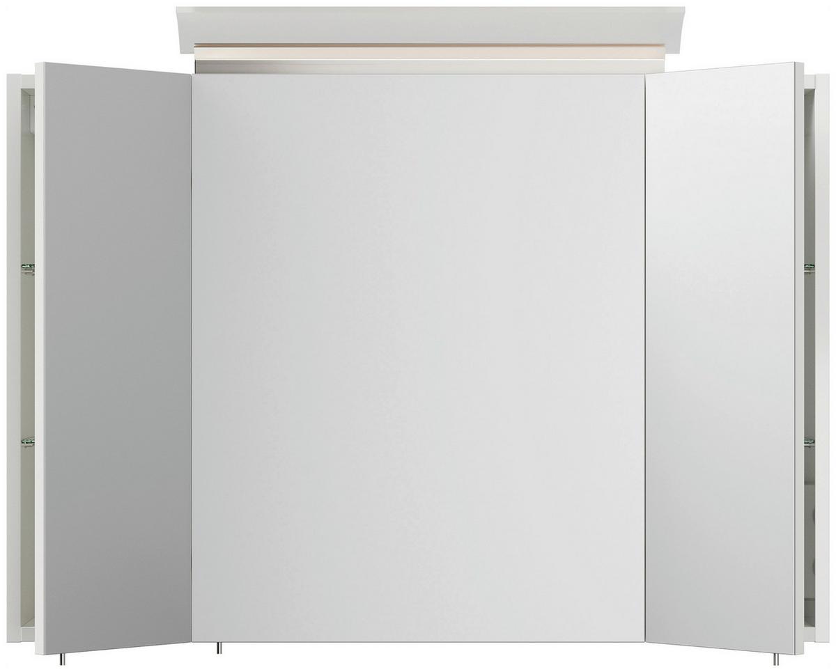 Spiegelschrank Weiß Hochglanz B: 90 cm - Weiß Hochglanz, MODERN, Glas/Holzwerkstoff (90/62/17cm) - MID.YOU