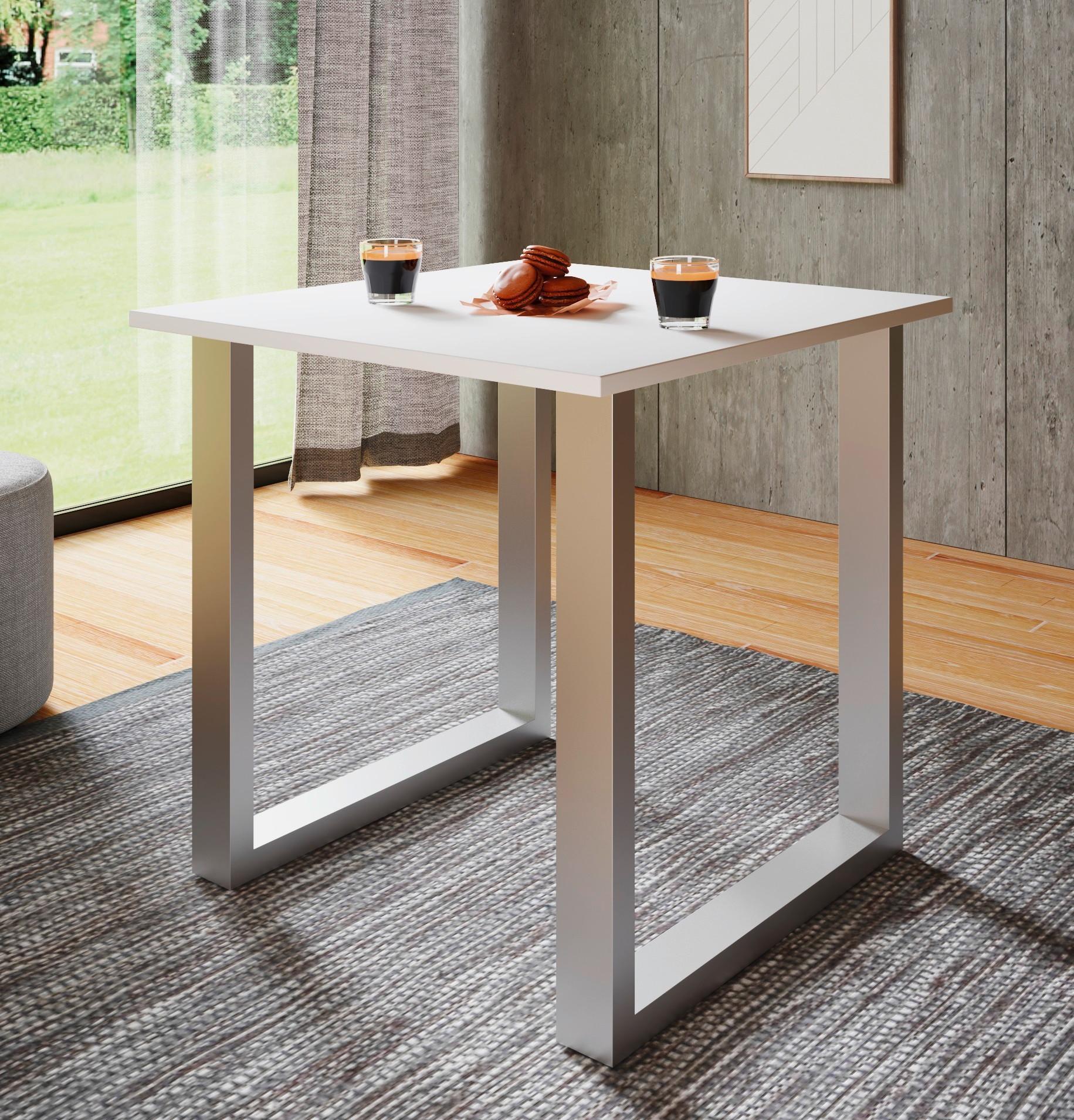 Schreibtisch Lona Weiß B: 80 Cm - Silberfarben/Weiß, Design, Holzwerkstoff/Metall (80/50/76cm) - MID.YOU