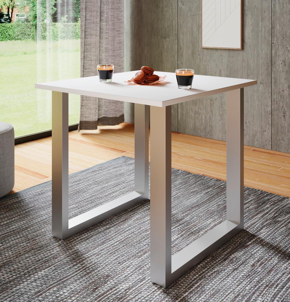 Schreibtisch Lona Weiß B: 80 cm - Silberfarben/Weiß, Design, Holzwerkstoff/Metall (80/76/50cm) - MID.YOU