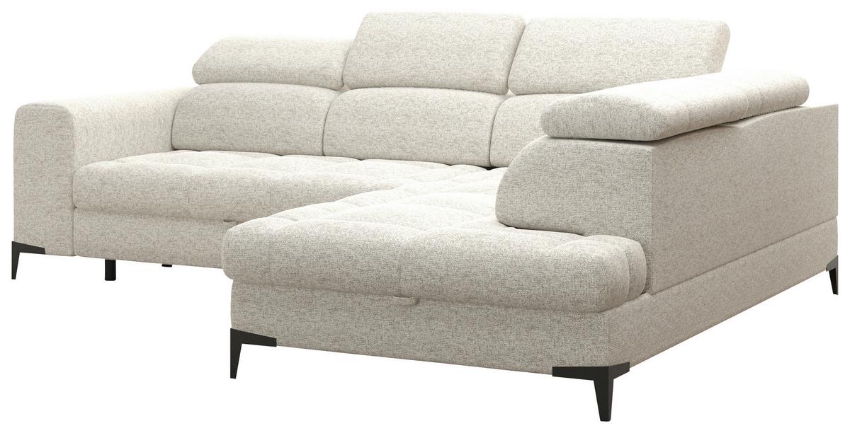 Rohová sedačka MASON, pravá, krémově béžová tkanina - černá/krémová, Moderní, kov/dřevo (271/211cm) - Mömax