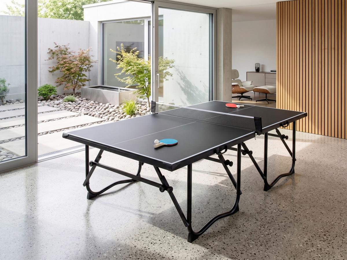 Tischtennistisch klappbar - Schwarz, Basics, Holzwerkstoff (274/152,5/76cm) - Prestige Home