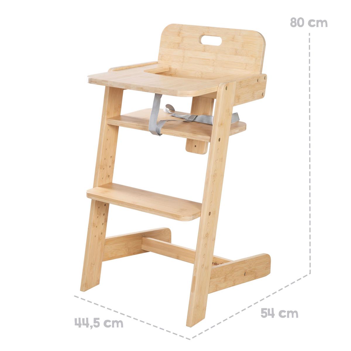 Hochstuhl Luna Bambus Masiv Mitwachsend - Naturfarben, Basics, Holz (45/86/50cm) - Roba