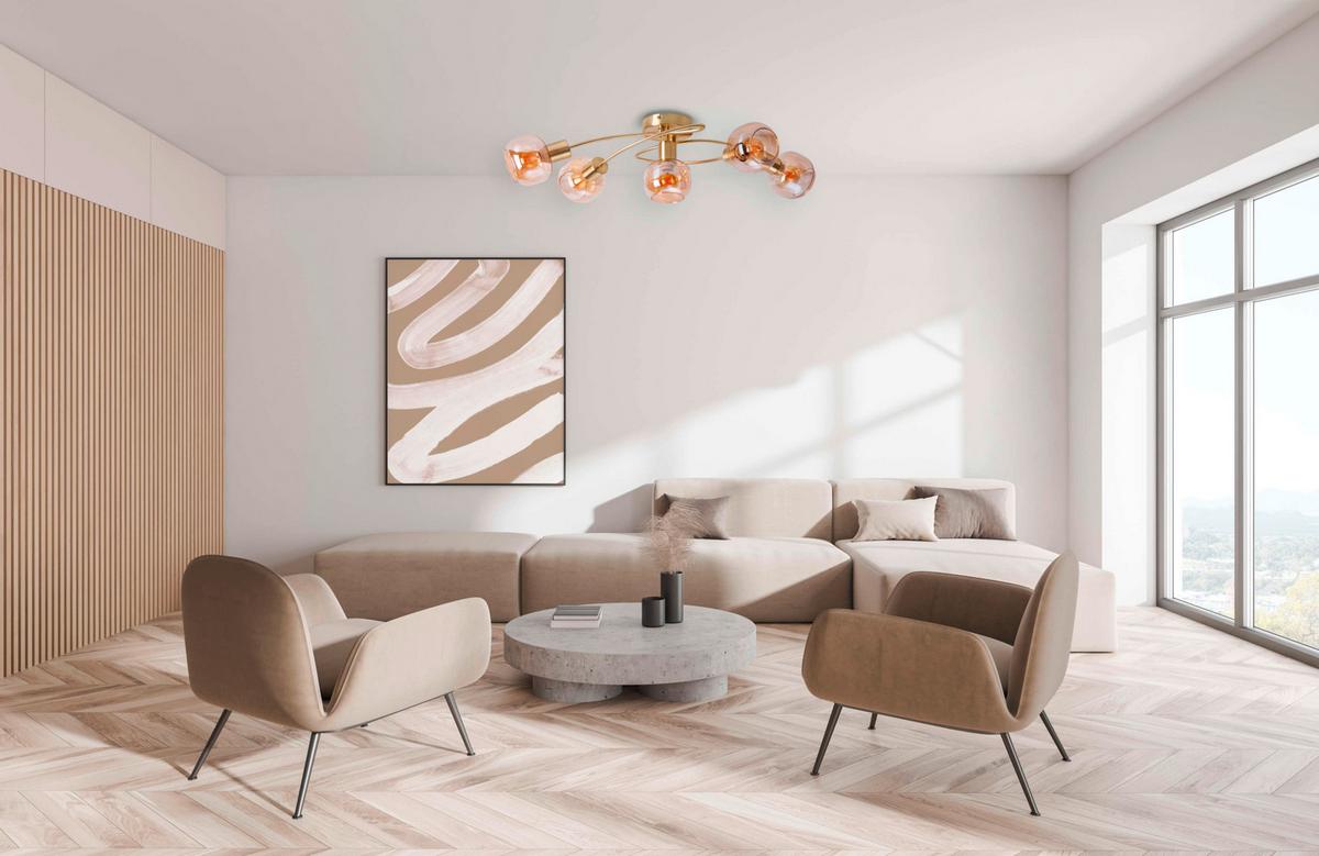 Led-deckenleuchte Libby - Messingfarben, Design, Glas/Metall (36/21cm) - Näve