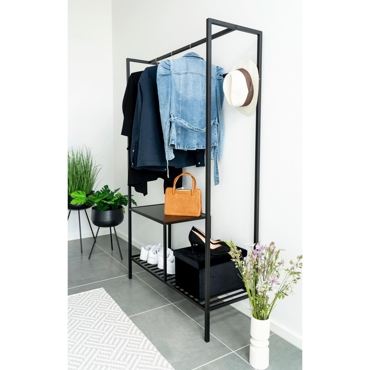 GARDEROBE Vita Schwarz B: 101cm - Schwarz, Basics, Holzwerkstoff/Metall (101/170/38cm) - MID.YOU