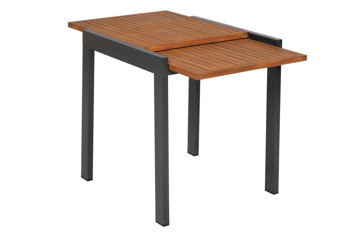 Gartentischgruppe 3tlg. Set Inkl. Sitzkissen - Graphitfarben/Naturfarben, KONVENTIONELL, Holz/Textil - Gardenson