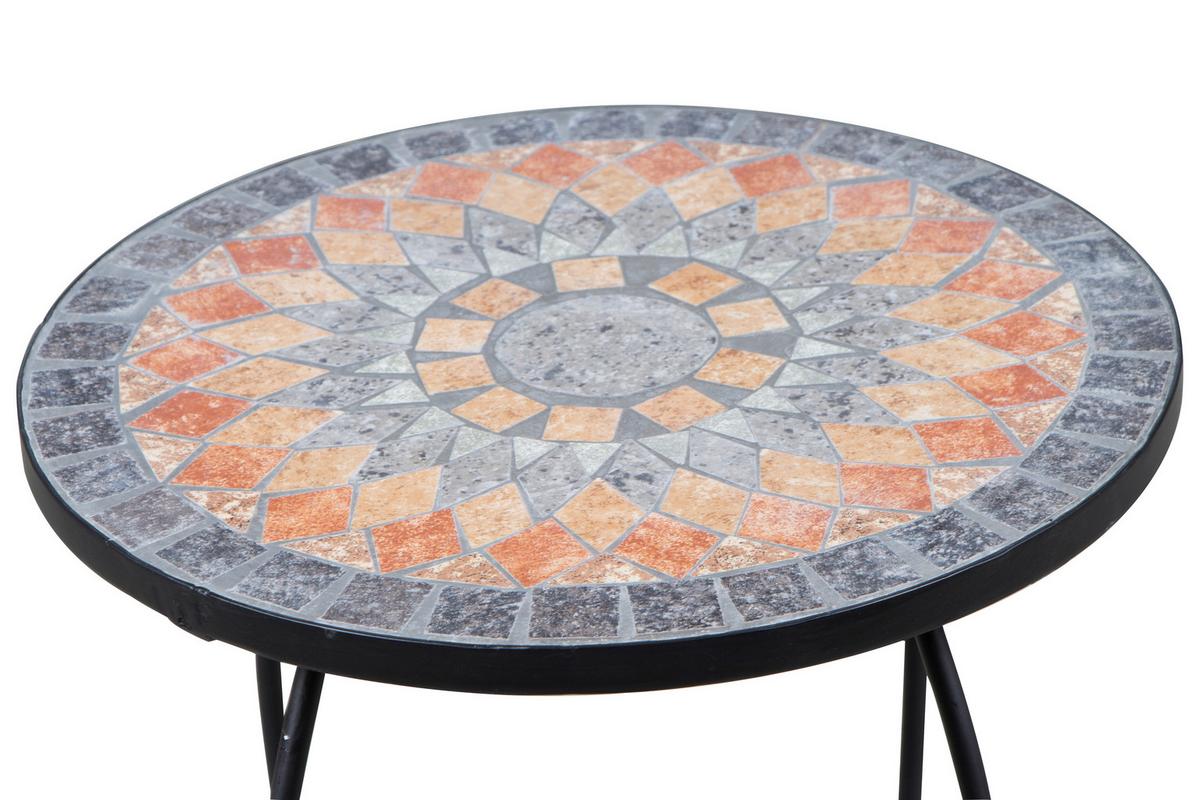 Gartenbeistelltisch 380829 - Multicolor/Schwarz, MODERN, Keramik/Metall (41/41/59cm) - Siena Garden