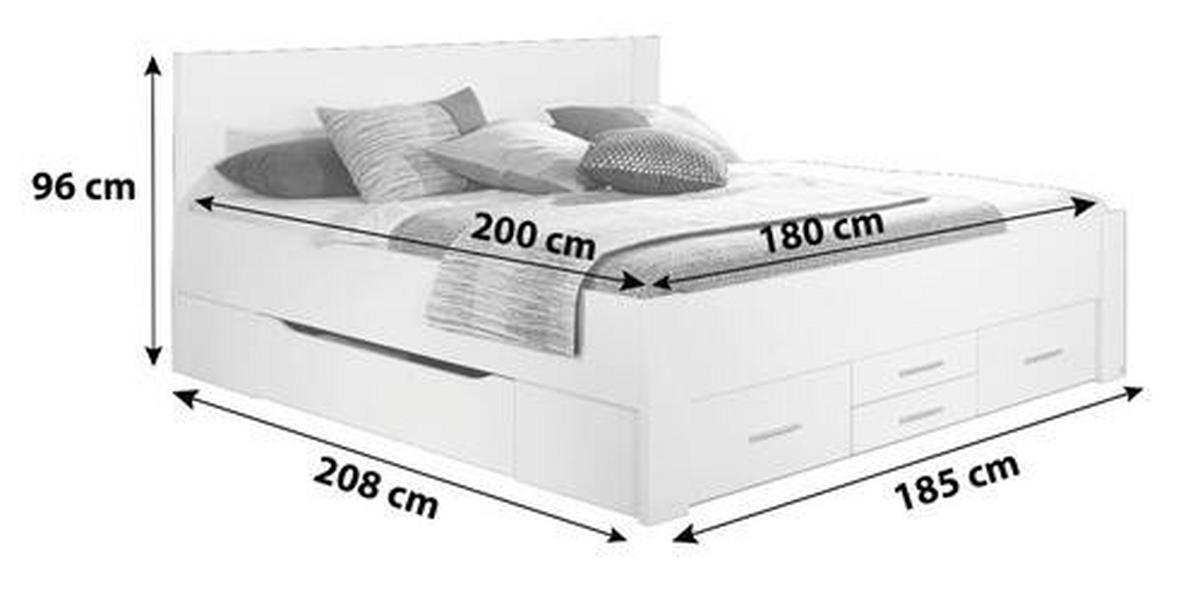 Stauraumbett 180x200 Isotta, Weiß - Weiß, KONVENTIONELL, Holzwerkstoff (180/200cm) - Rauch Möbel