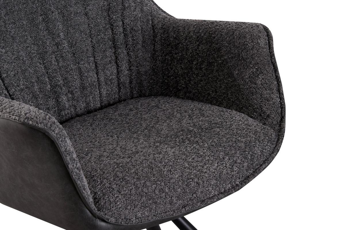 Armlehnstuhl Serena Grau Echtholz Beine - Schwarz/Grau, MODERN, Holz/Textil (62/82/62cm) - MID.YOU