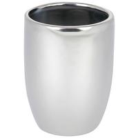 Zahnputzbecher Pisa Steingut Silberfarben D/H: 7,5x10 cm - Silberfarben, KONVENTIONELL, Keramik (7,5/10cm)