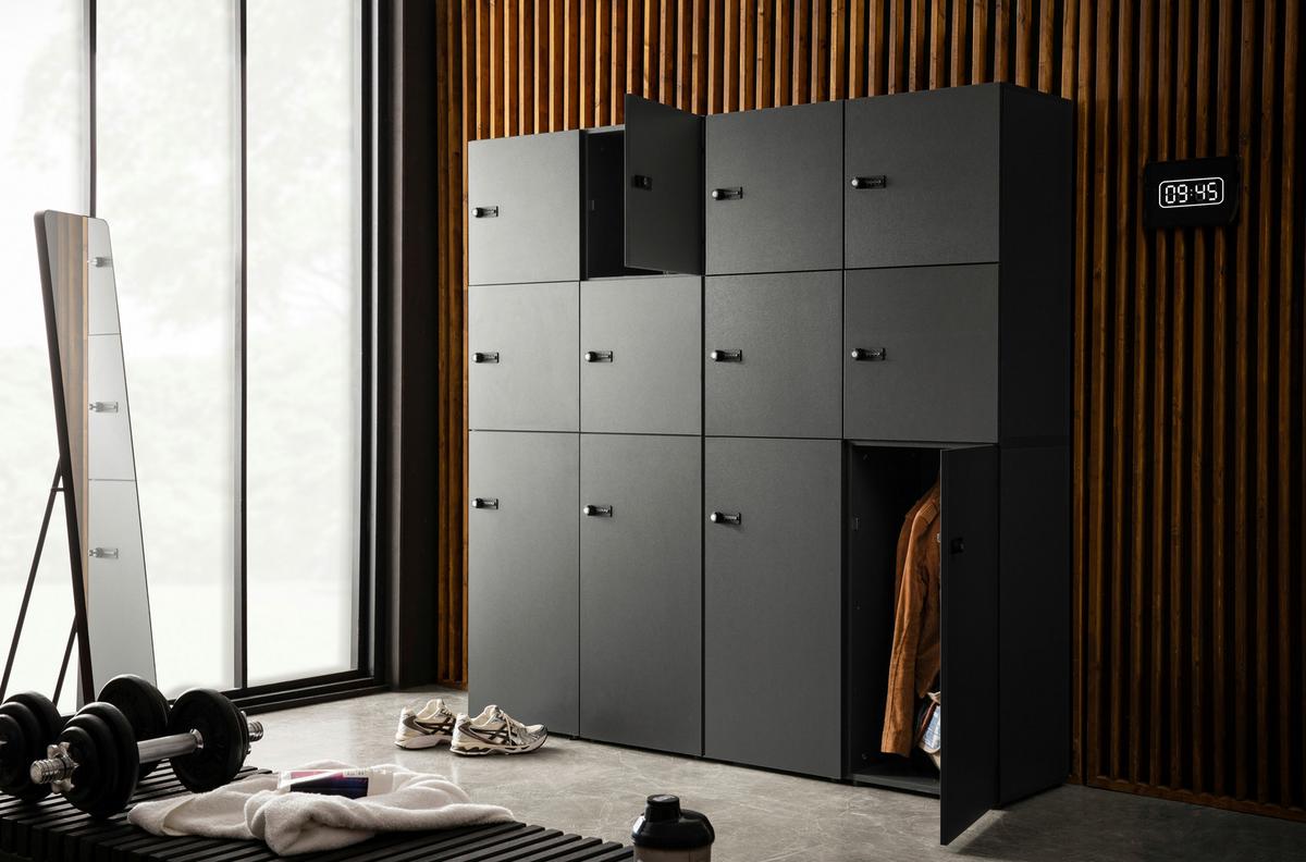 Spind Locked, Anthrazit B: 90,8 cm - Anthrazit/Weiß, Design, Holzwerkstoff (90,8/185,2/40,65cm) - MID.YOU