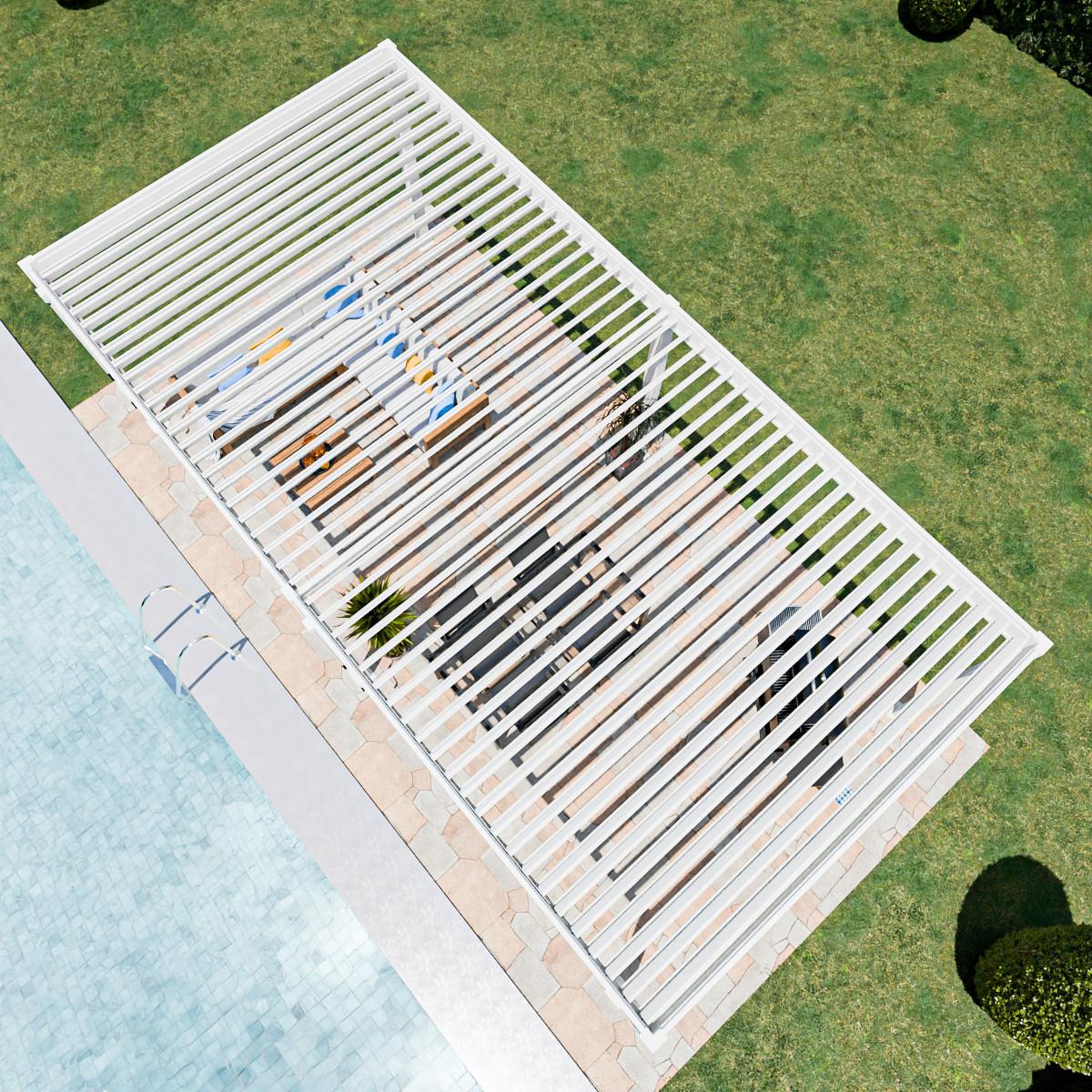 Pergola 360x720 Cm Wetterbeständig, Weiß - Weiß Hochglanz, Basics, Metall (360/255/720cm)