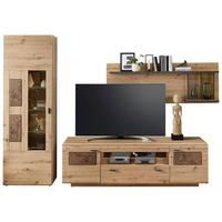 Wohnwand Madera Ii 40a6hh89 - Eichefarben/Graphitfarben, MODERN, Glas/Holzwerkstoff (300/201/47cm) - Livetastic