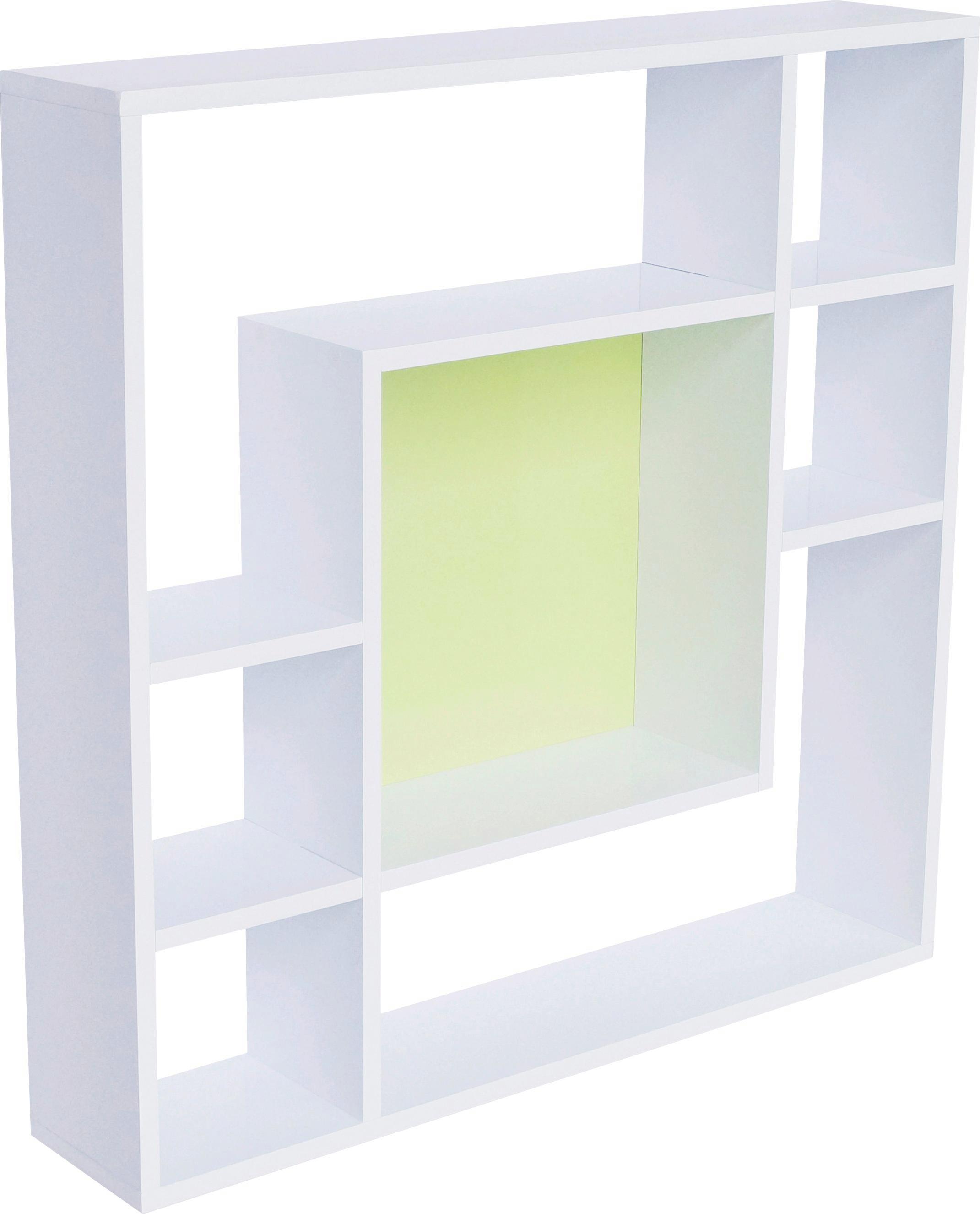 Wandregal Silvia - Weiß/Grün, MODERN, Holzwerkstoff (75/75/15cm)