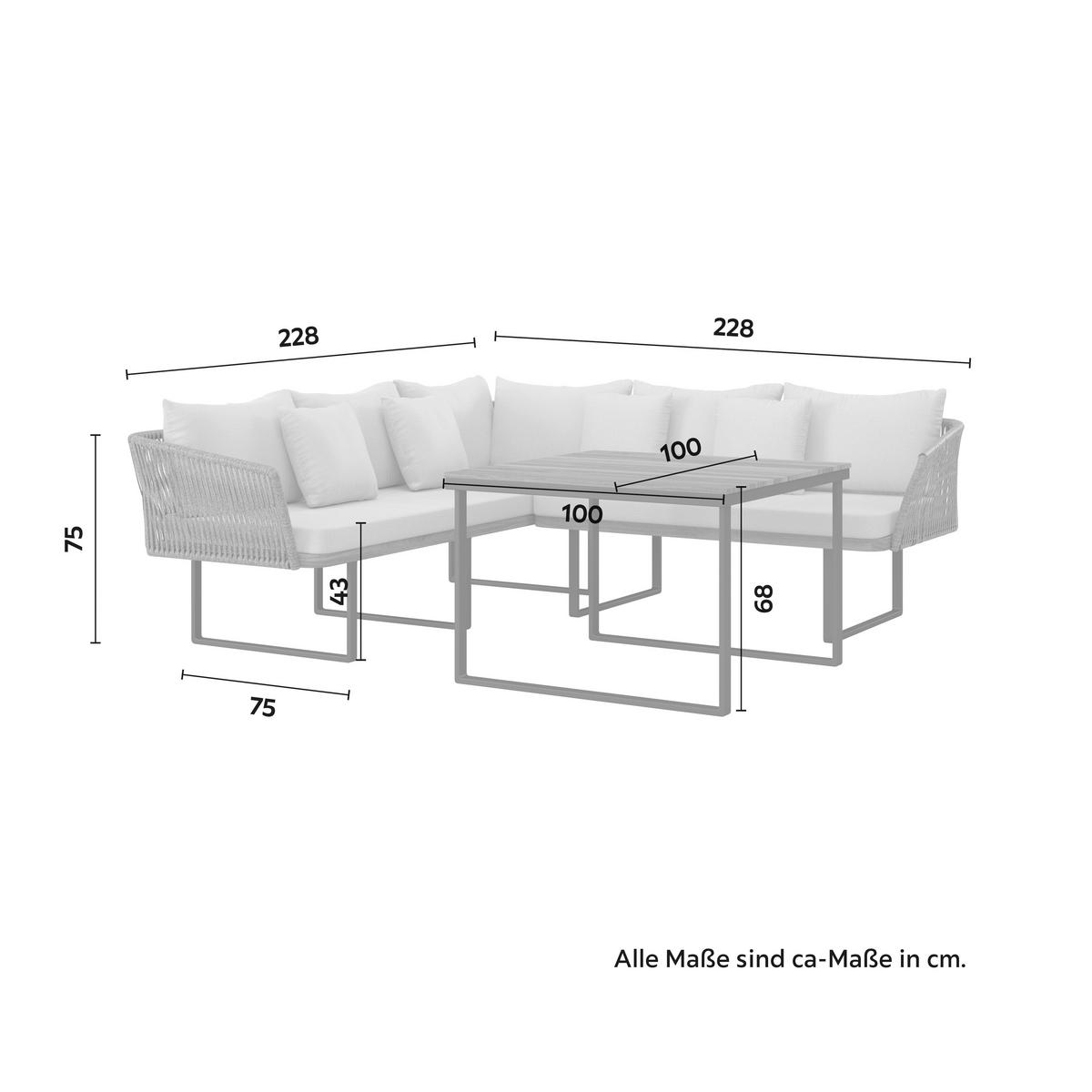 JÍDELNÍ TERASOVÁ SOUPRAVA VIOLA - černá/světle šedá, Moderní, kov/dřevo (228/75/75cm) - Bessagi Garden