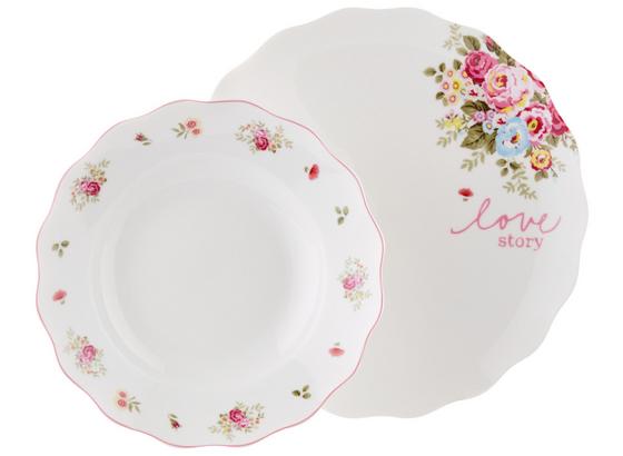 Tafelservice, Mirabella 12-Tlg. Set, 6 Personen - Rosa/Weiß, ROMANTIK / LANDHAUS, Keramik - James Wood Tafelservice, Mirabella 12-Tlg. Set, 6 Personen - Rosa/Weiß, ROMANTIK / LANDHAUS, Keramik - James Wood
