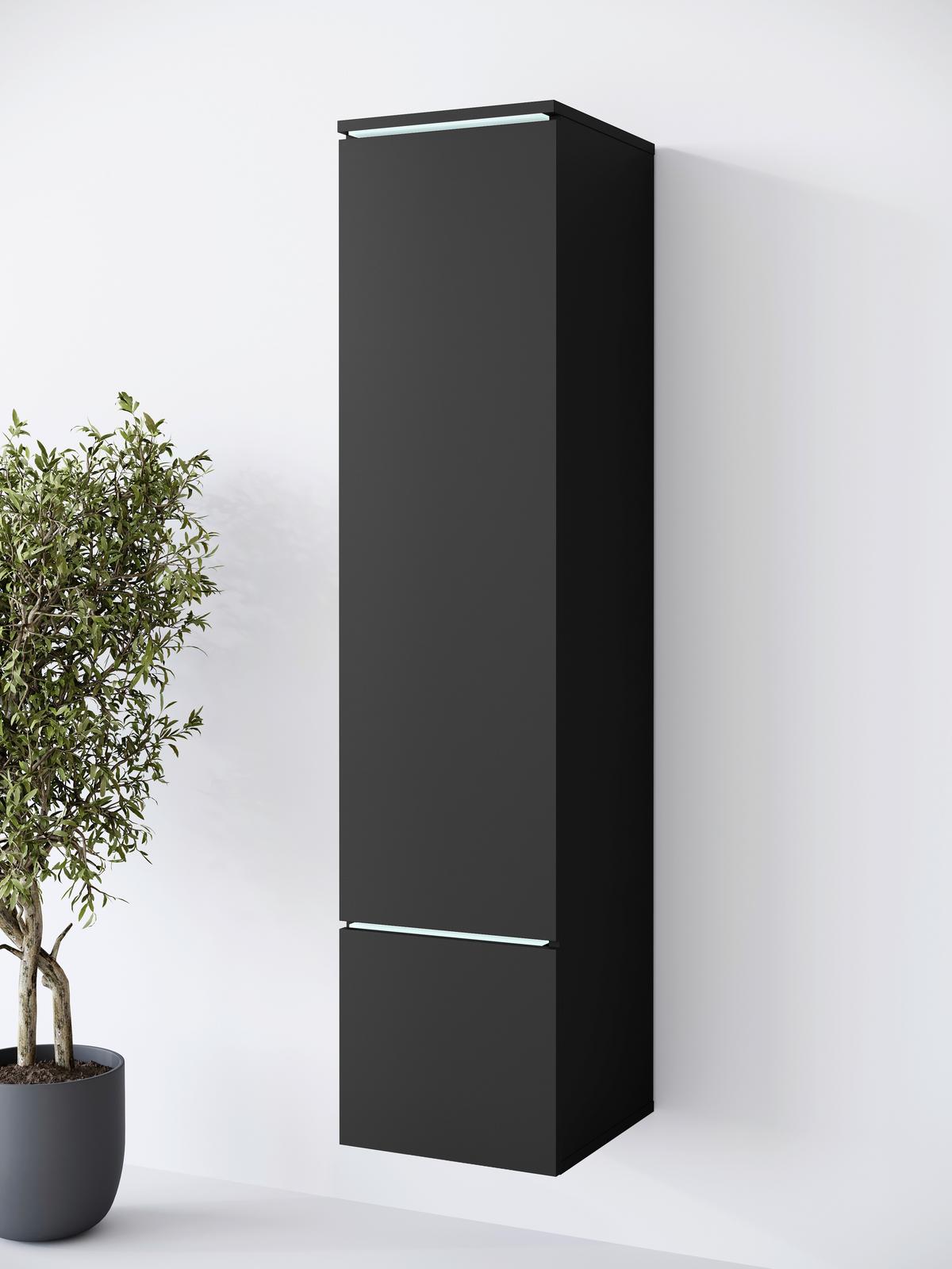 Hochschrank Vera Schwarz B: 30cm - Schwarz/Grau, Design, Holzwerkstoff (30/130/33cm) - Livetastic