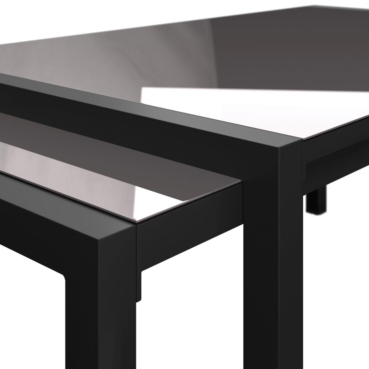 Ausziehtisch Tampa - Dunkelgrau/Anthrazit, MODERN, Glas/Metall (150-285/69/90cm) - Beldano