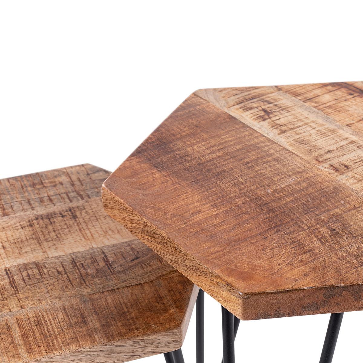 Satztisch Elea B: 45cm Naturfarben - Schwarz/Naturfarben, MODERN, Holz/Metall - MID.YOU