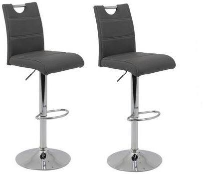 Barhocker Set mit Lehne und 360°drehbar 2--teilig Miranda Grau - Chromfarben/Weiß, MODERN, Textil/Metall (38/97-119/50cm) - MID.YOU
