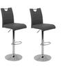 Barhocker Set mit Lehne und 360°drehbar 2--Teilig Miranda Grau - Chromfarben/Weiß, MODERN, Textil/Metall (38/97-119/50cm) - MID.YOU