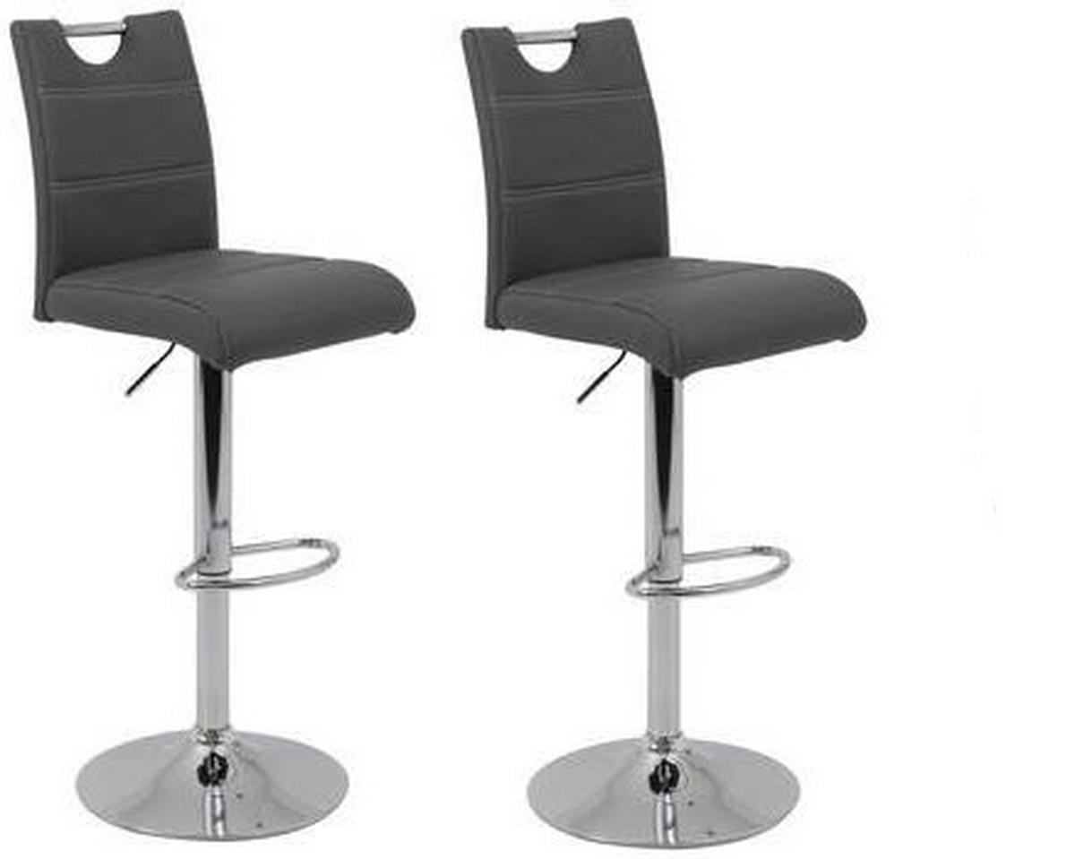 Barhocker Set mit Lehne und 360°drehbar 2--Teilig Miranda Grau - Chromfarben/Weiß, MODERN, Textil/Metall (38/97-119/50cm) - MID.YOU