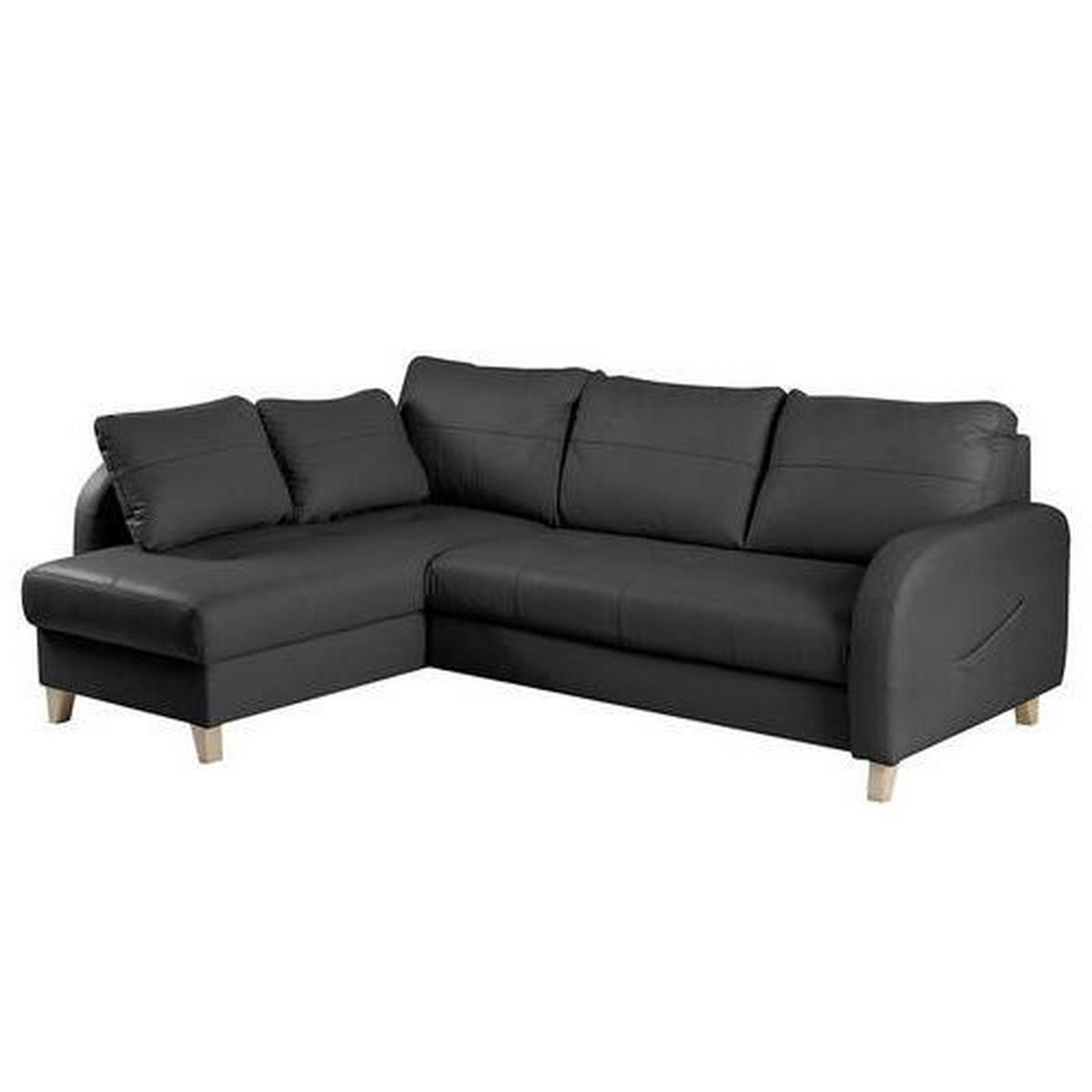Ecksofa Compact Schwarz B: 168x227 cm - Buchefarben/Schwarz, Design, Leder/Textil (168/227cm) - Livetastic