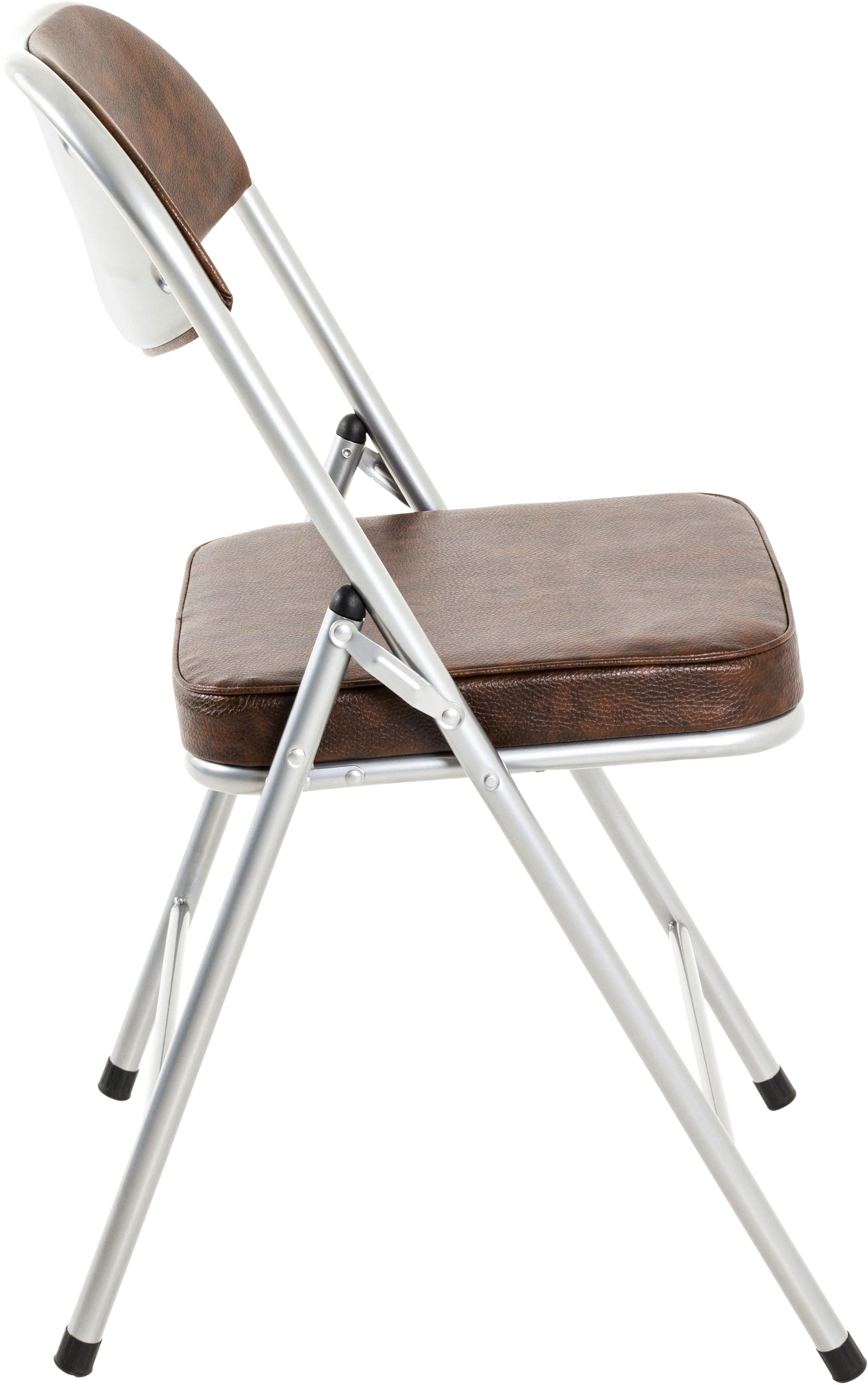 Klappsessel Kurt Stahl/Lederlook - Alufarben/Braun, MODERN, Metall (47/79/53cm)