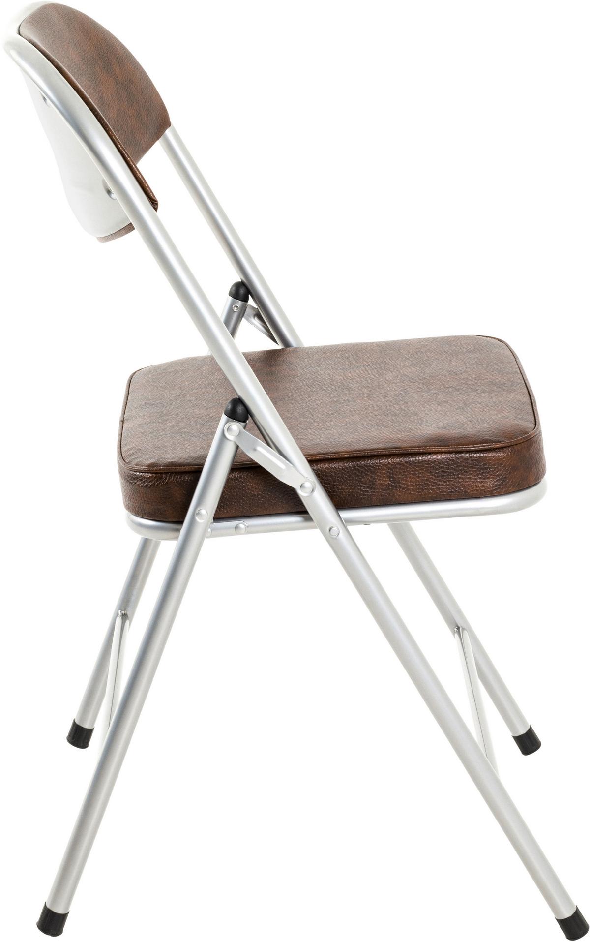 Klappsessel Kurt Stahl/lederlook - Alufarben/Braun, MODERN, Metall (47/79/53cm)