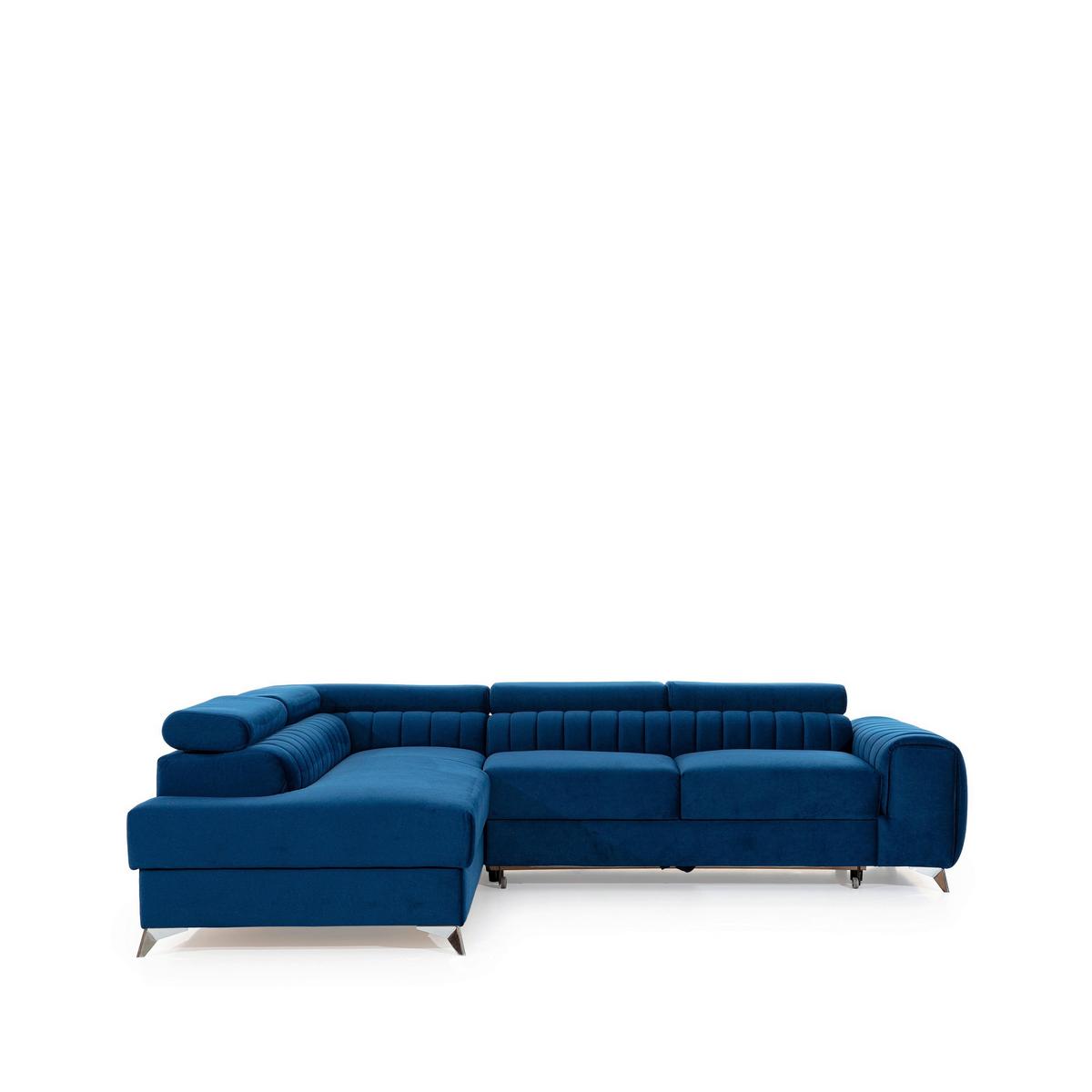 Ecksofa Laurence Blau S: 205x278 cm - Blau/Silberfarben, Design, Textil (205/278cm) - MID.YOU