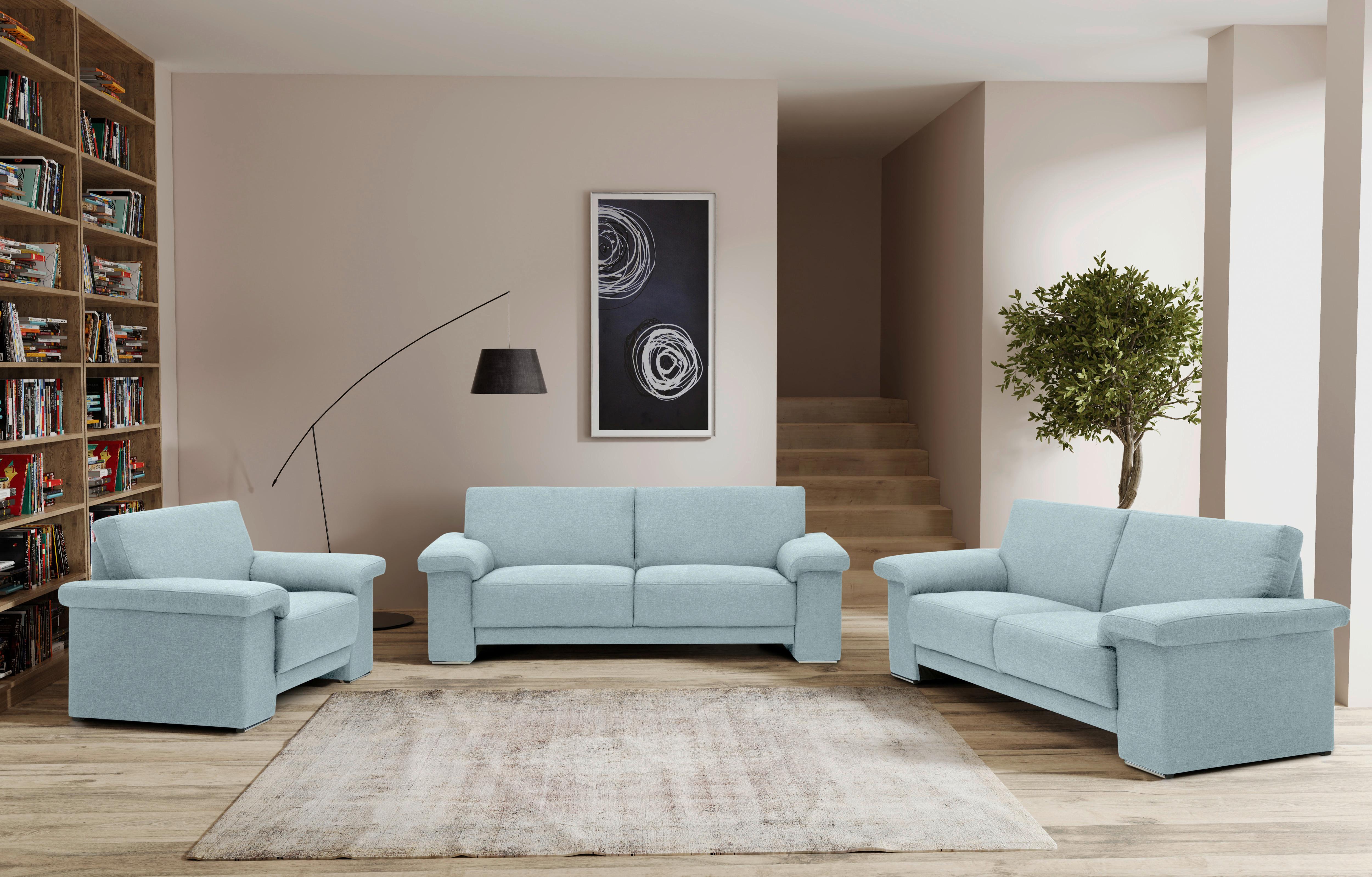 2-Sitzer-Sofa Arizona Hellblau - Chromfarben/Hellblau, KONVENTIONELL, Textil (185/84/91cm)