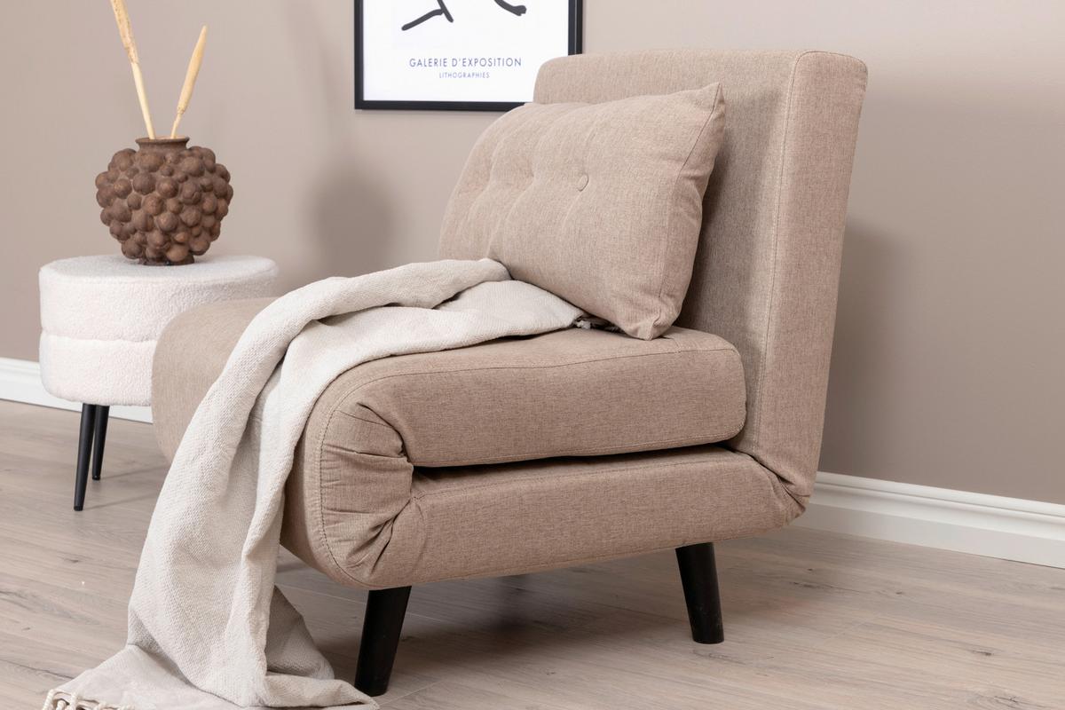 Schlafsessel Vicky - Beige/Schwarz, Design, Textil/Metall (70/88/80cm) - Livetastic