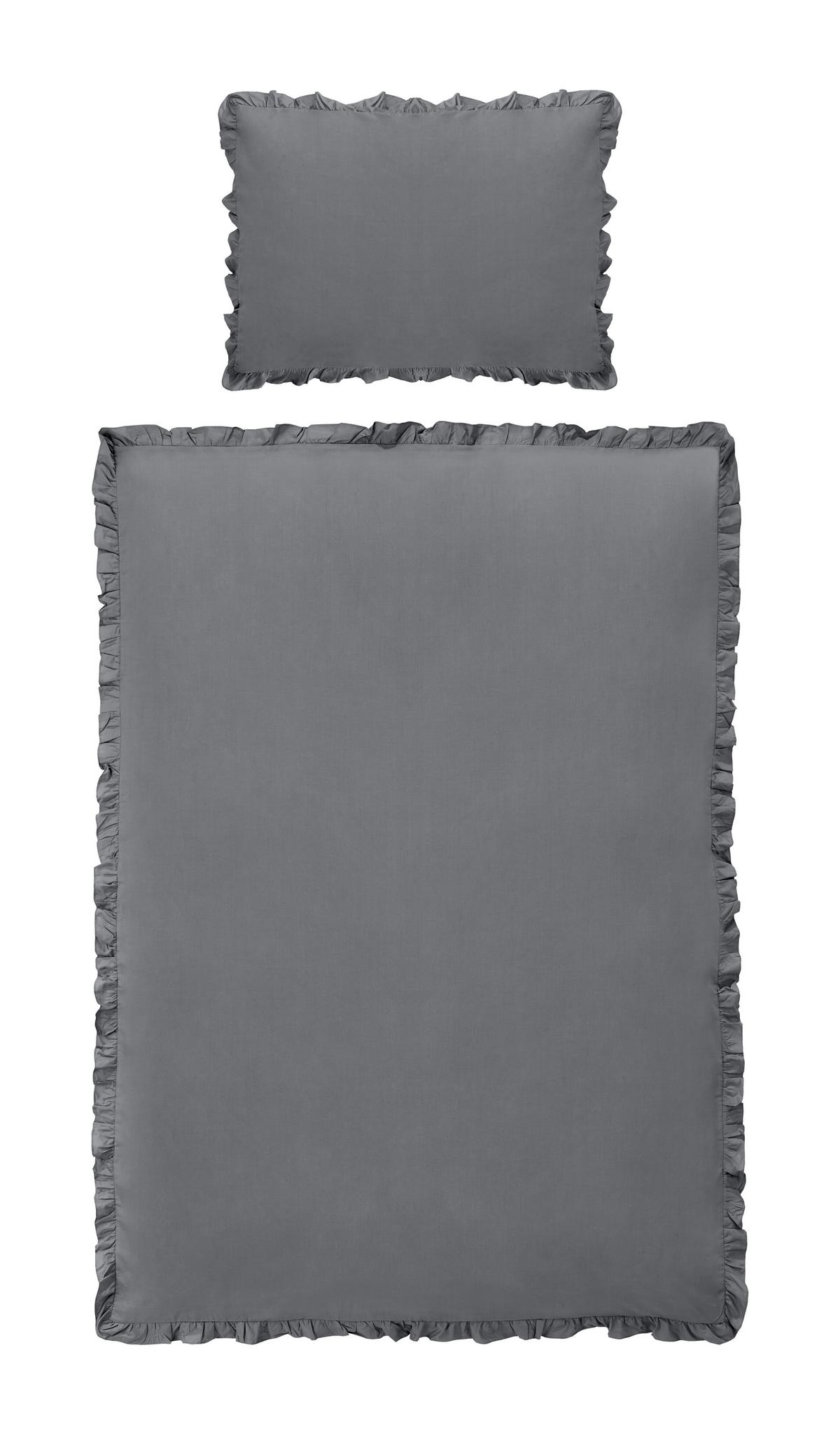 POSTEĽNÁ BIELIZEŇ Ruschen, 70/90 140/200cm - sivá, Romantik / Landhaus, textil (140/200cm) - Zandiara