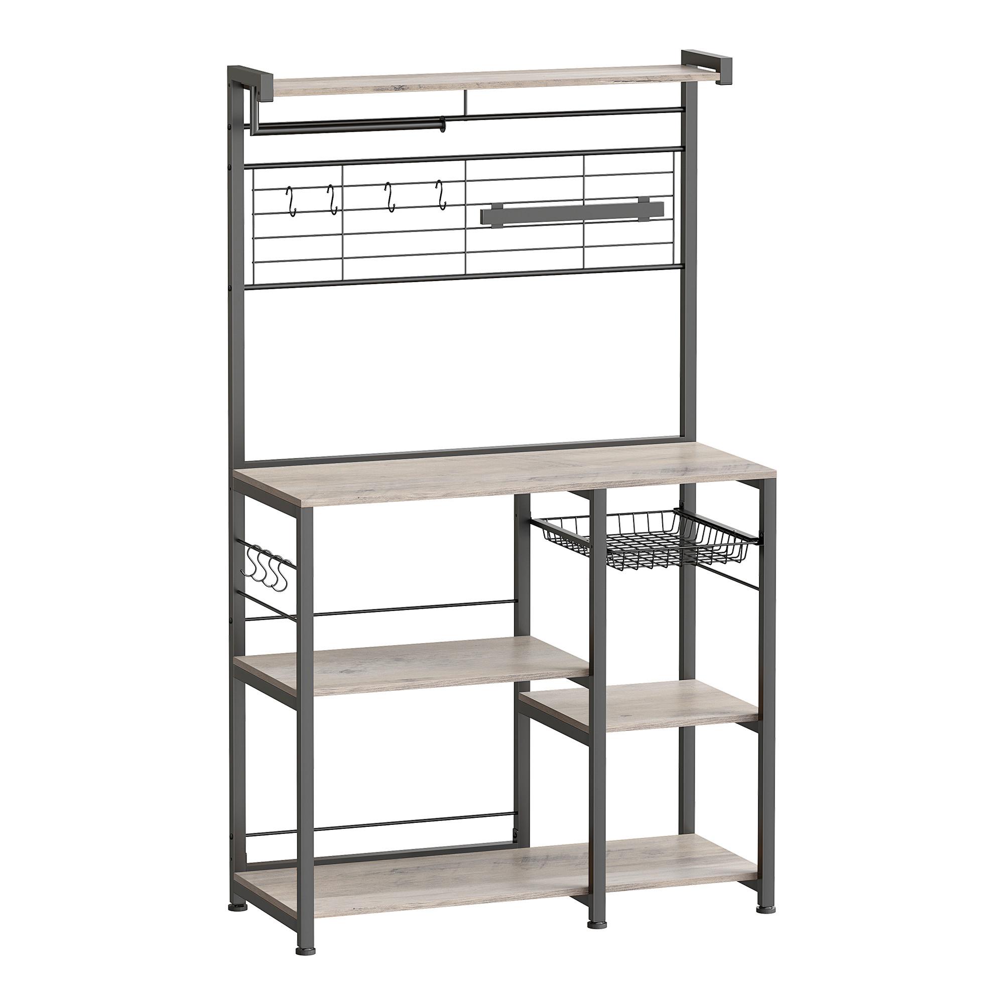 Regal Kitchen Shelf - Greige/Schwarz, MODERN, Holzwerkstoff/Metall (90/167/42cm) - MID.YOU