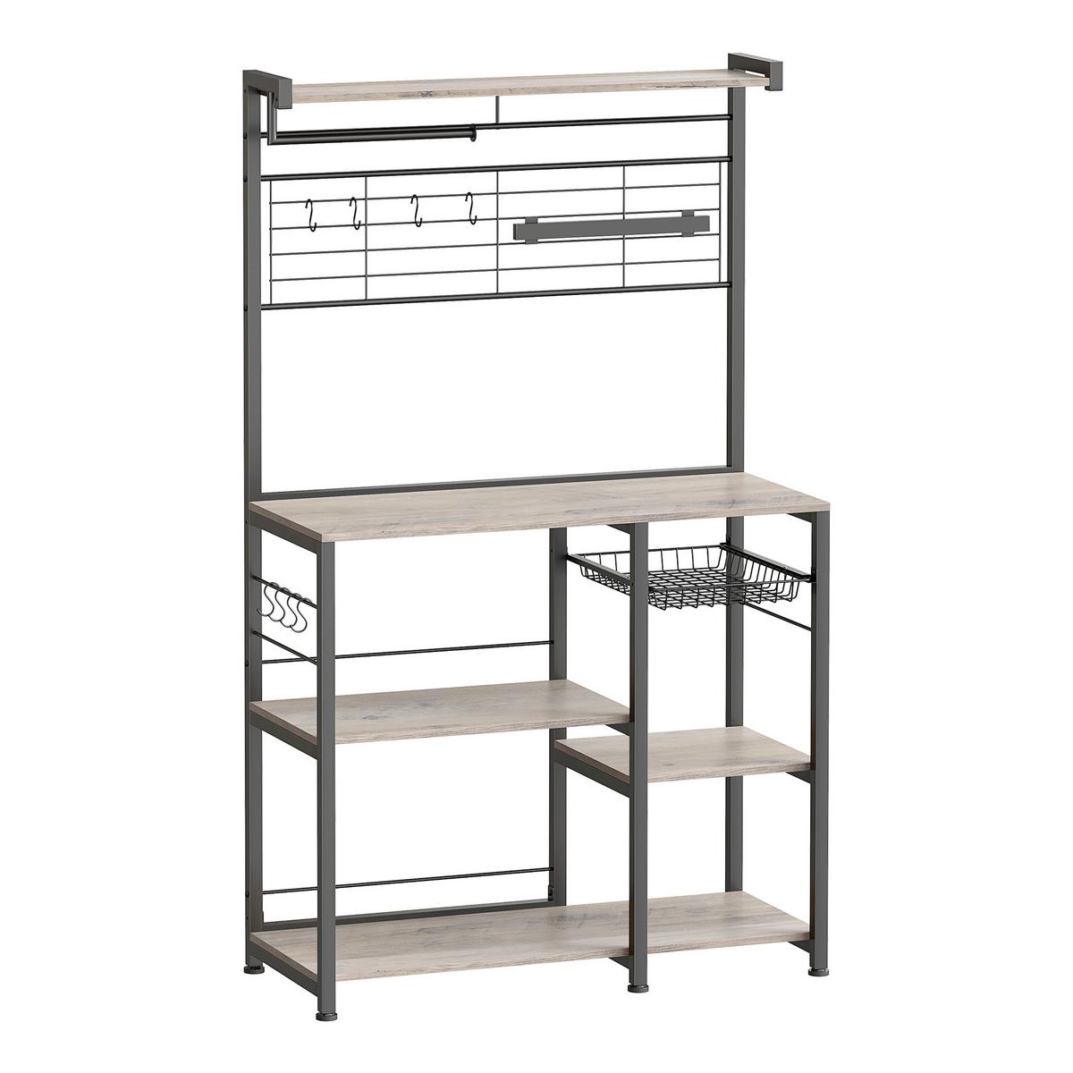 Regal Kitchen Shelf - Greige/Schwarz, MODERN, Holzwerkstoff/Metall (90/167/42cm) - MID.YOU